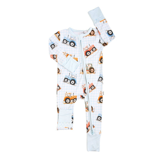 Luca ZIP One Piece Tractor Baby Outfit