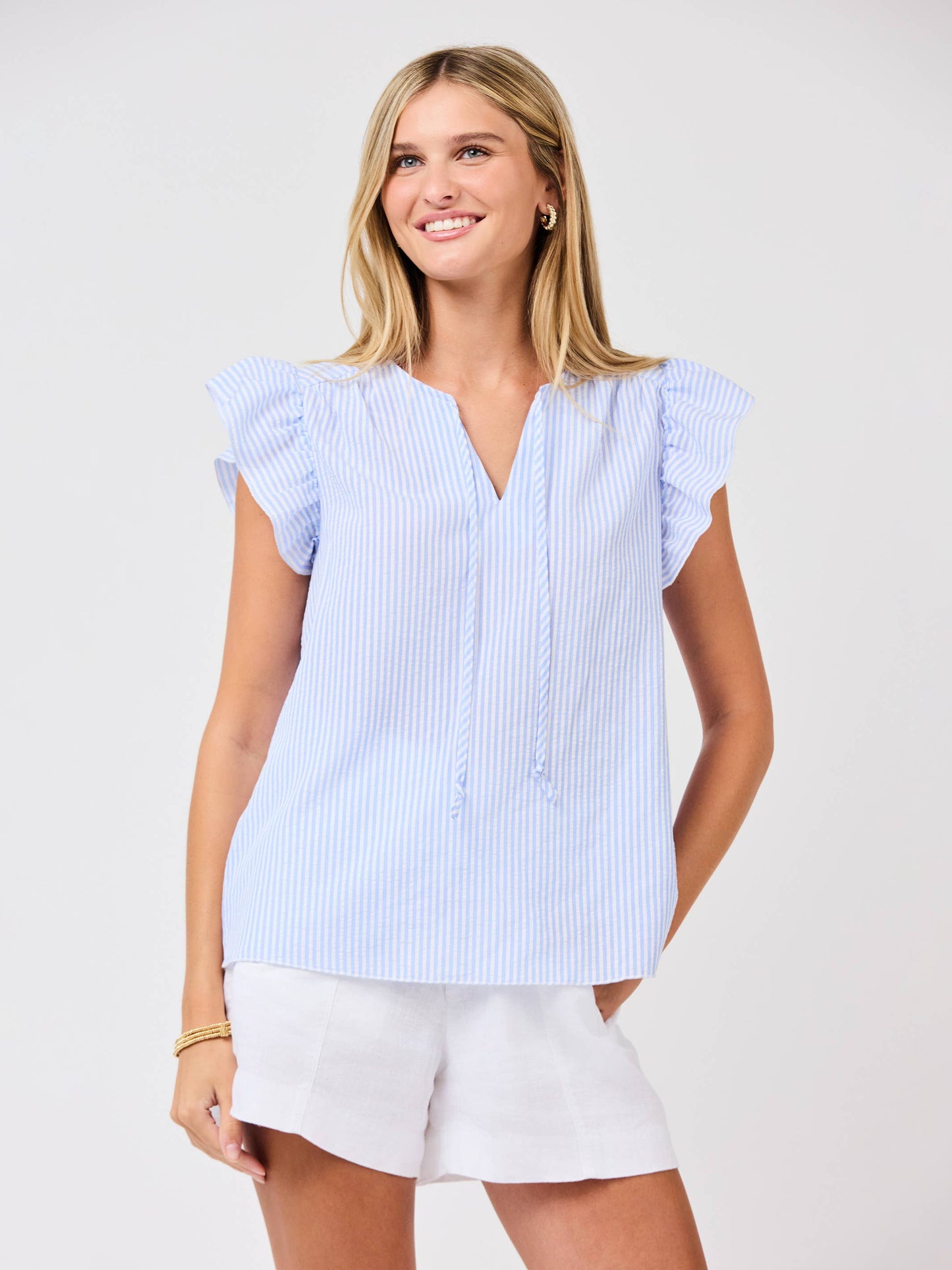 Lydia Top | Blue + White