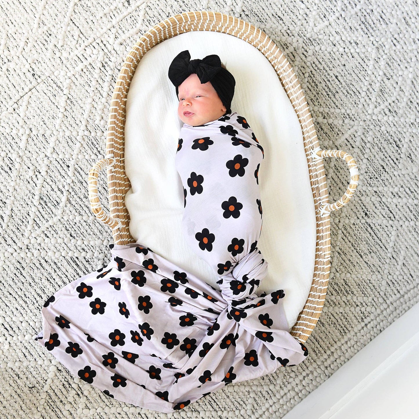 Lizzy SWADDLE Bamboo Floral Baby Blanket Coming Home Gift