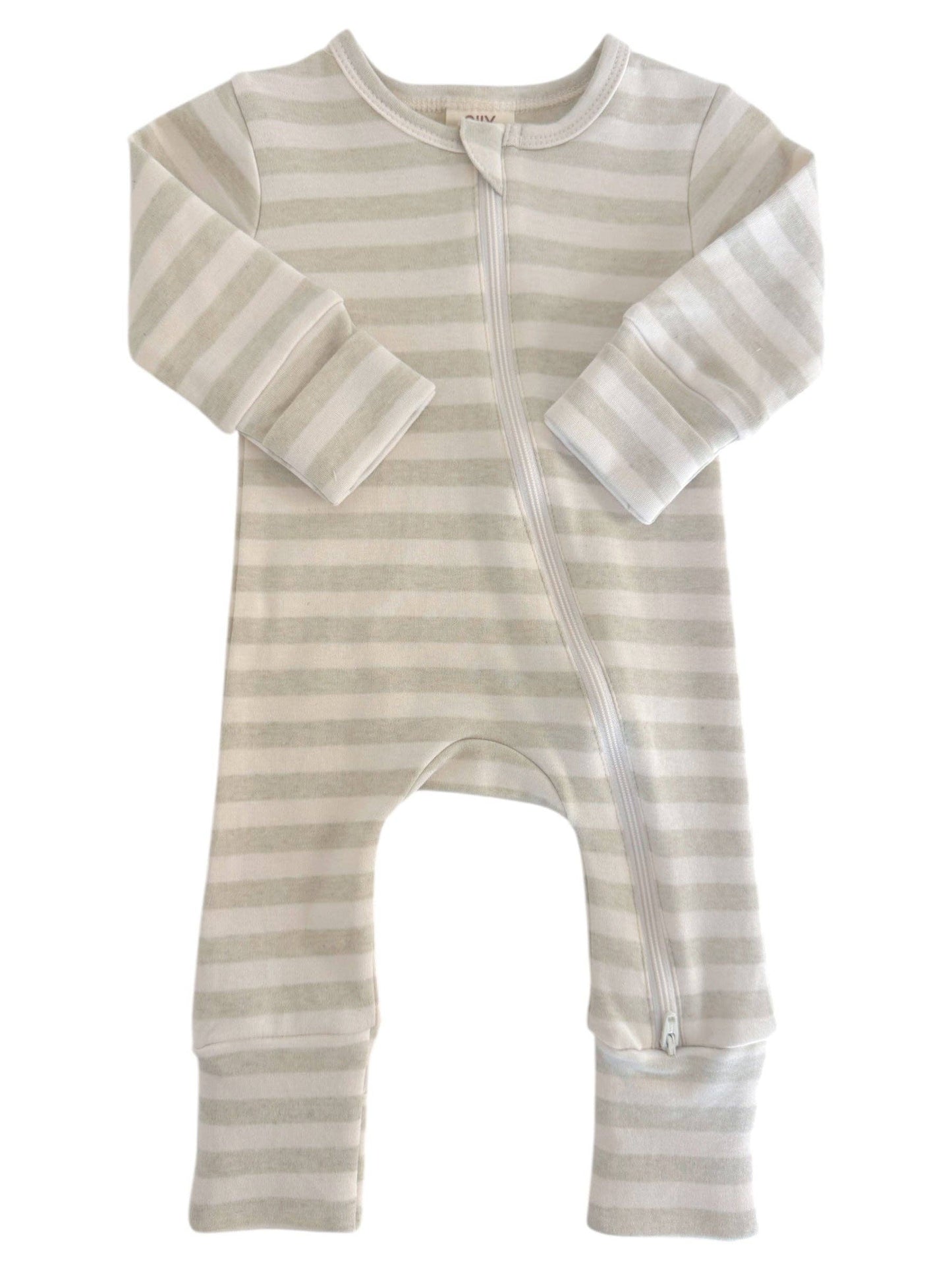 Sage Stripe / Organic 2-Way Zip Romper