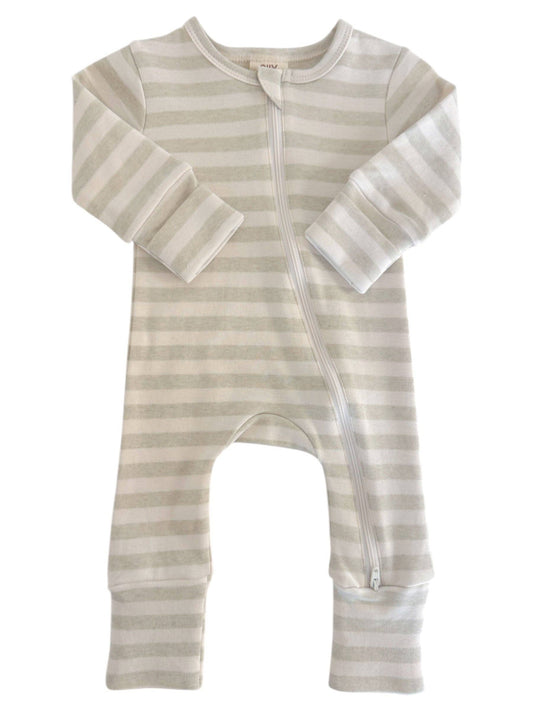 Sage Stripe / Organic 2-Way Zip Romper