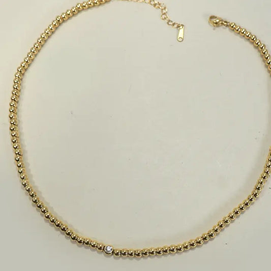 18K Stainless Steel Tarnish Free Beaded Necklace