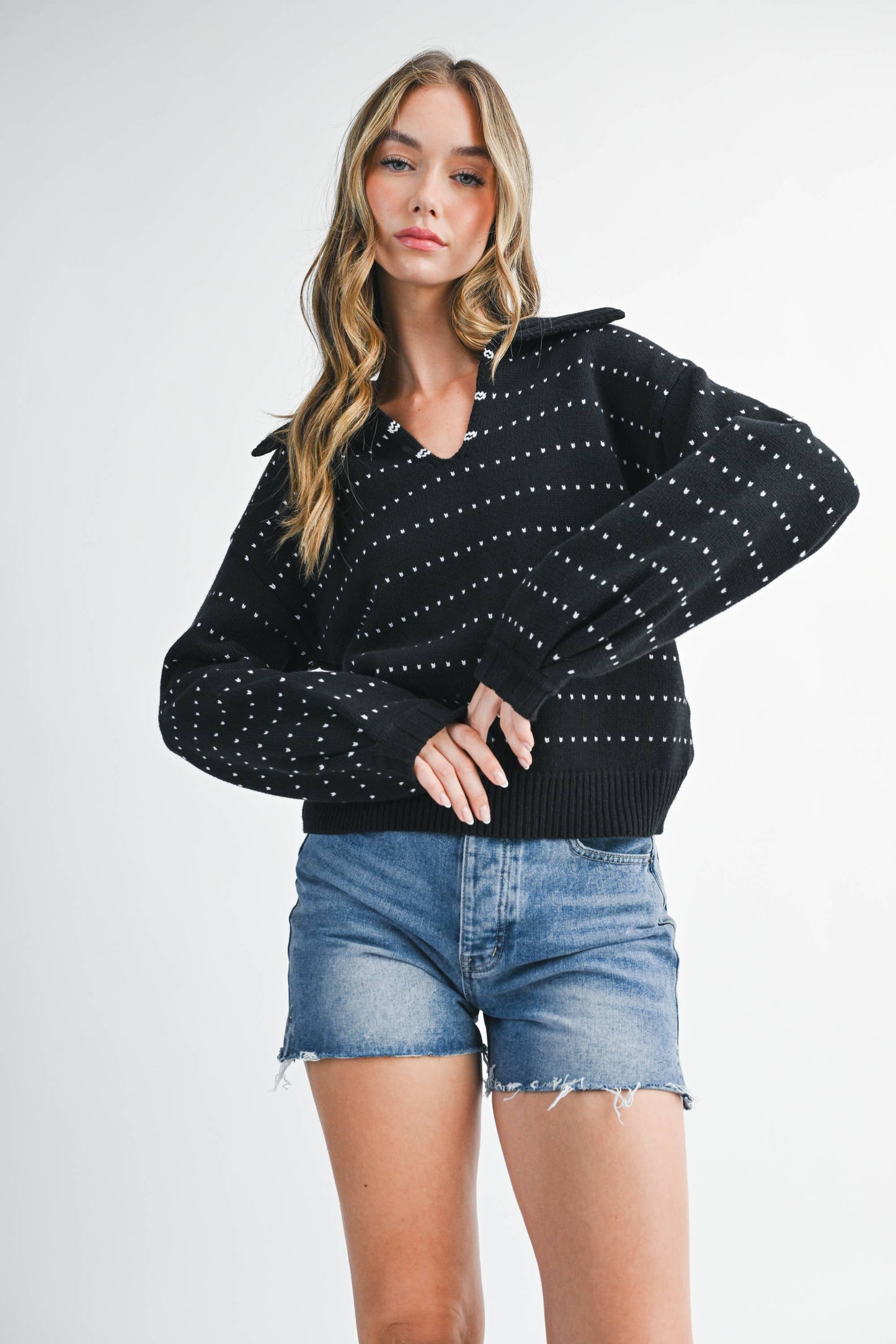 Dot Knit Pullover Sweater