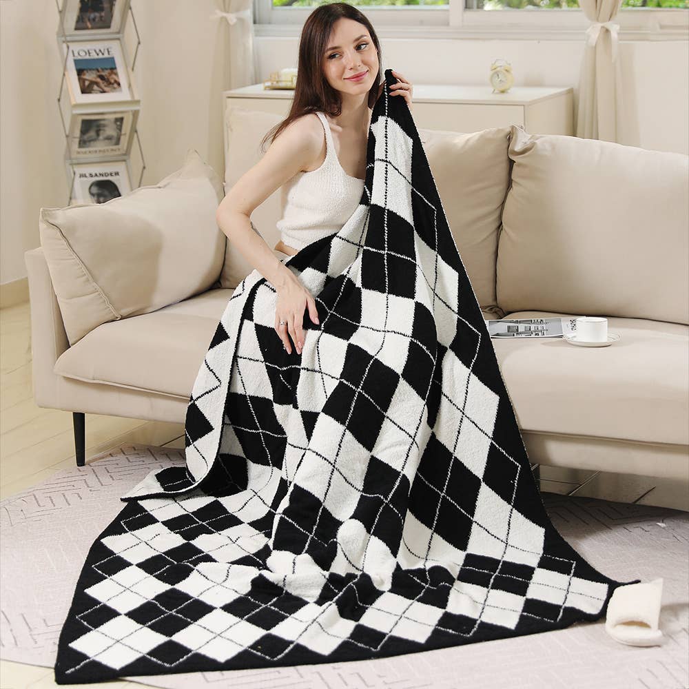 Argyle Reversible Throw Blanket