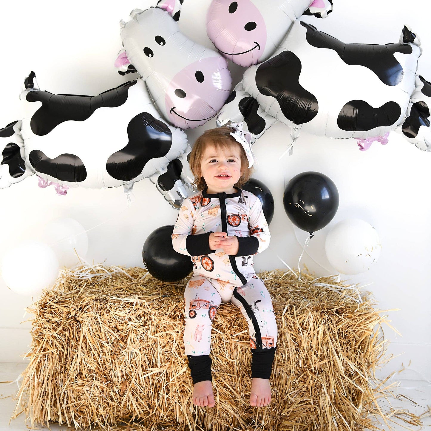 Millie Moo ZIP Bamboo Farm OnePiece 2-Way Zipper Baby Outfit
