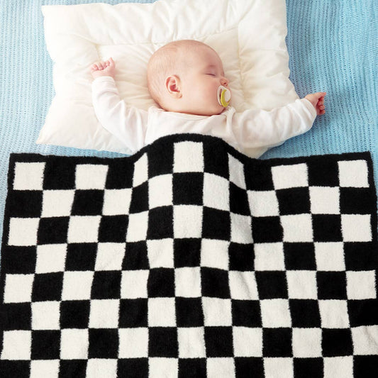 Kids Black Checkered Pattern Soft Throw Blanket