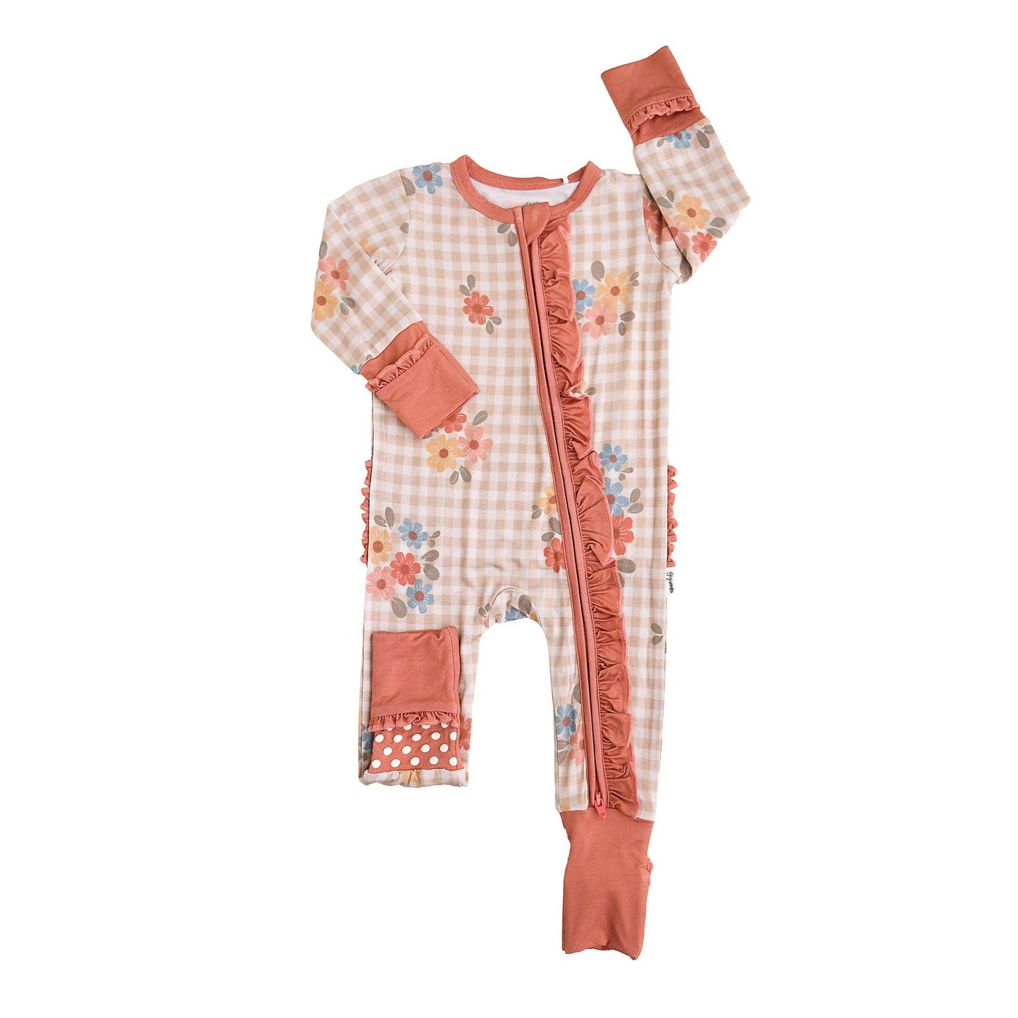 Callie RUFFLE ZIP Bamboo One Piece Floral Baby Outfit