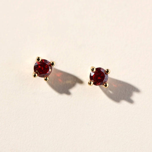 Red Crystal Studs Nickel & Suede