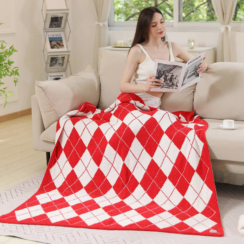 Argyle Reversible Throw Blanket