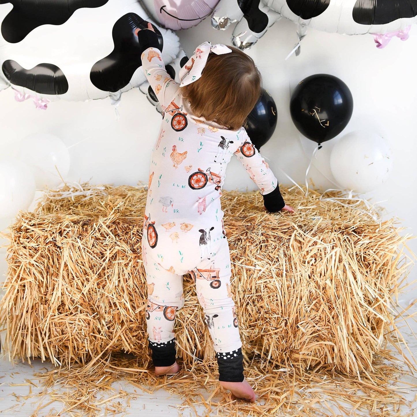 Millie Moo ZIP Bamboo Farm OnePiece 2-Way Zipper Baby Outfit