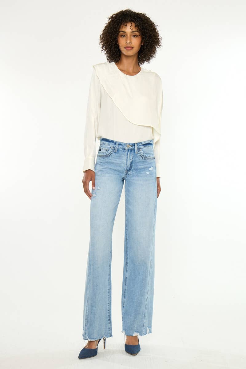 Kan Can Mid Rise Wide Leg Medium light wash