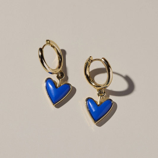 Blue Stone Sweetheart Huggies - Nickel & Suede