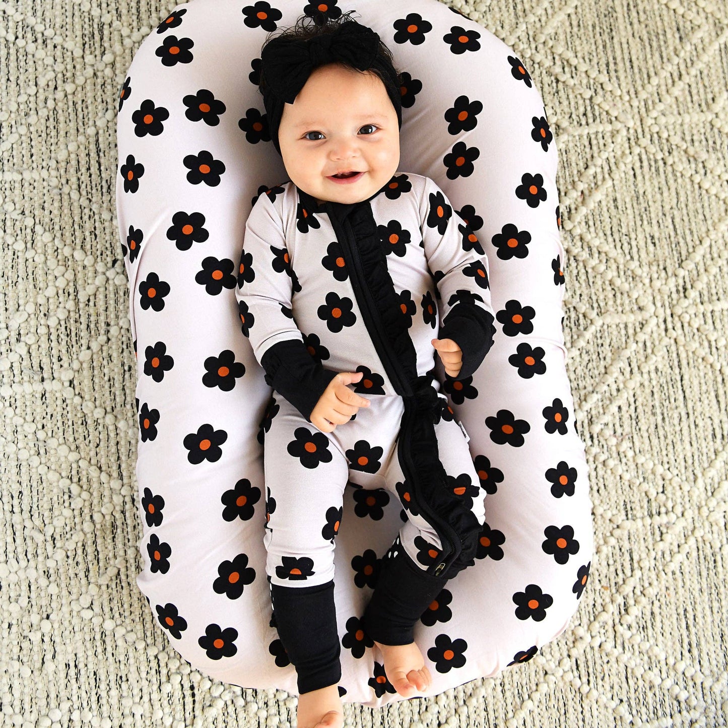Lizzy RUFFLE ZIP Bamboo One Piece Floral Baby Outfit