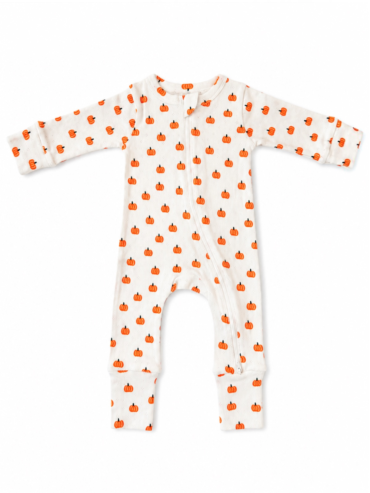 Pumpkin / Organic Pointelle 2-Way Zip Romper