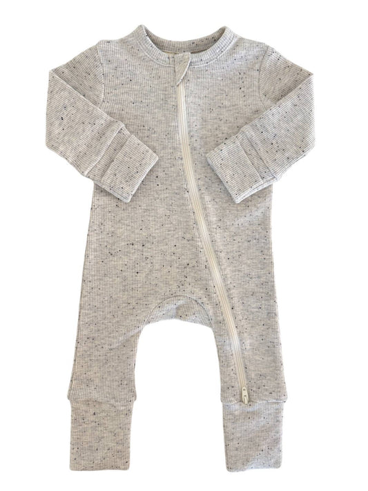 Baby Heather Speckle / 2-Way Zip Romper