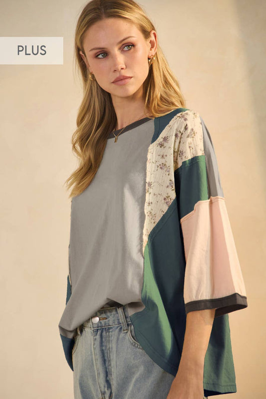 Plus Color Blocked Jersey Top