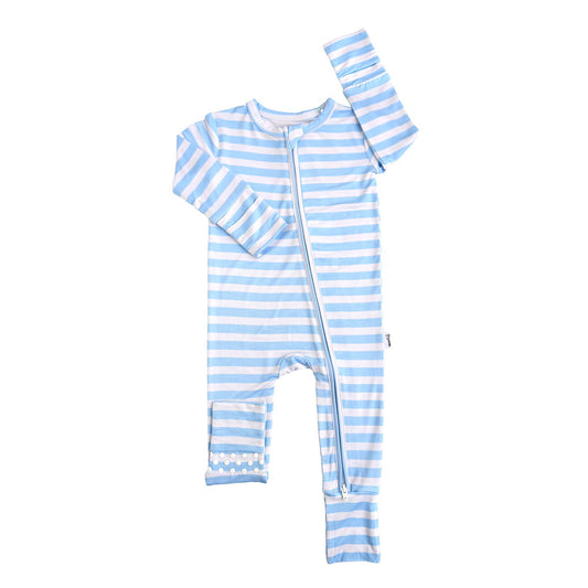 Hudson ZIP Bamboo Striped One Piece Baby Outfit