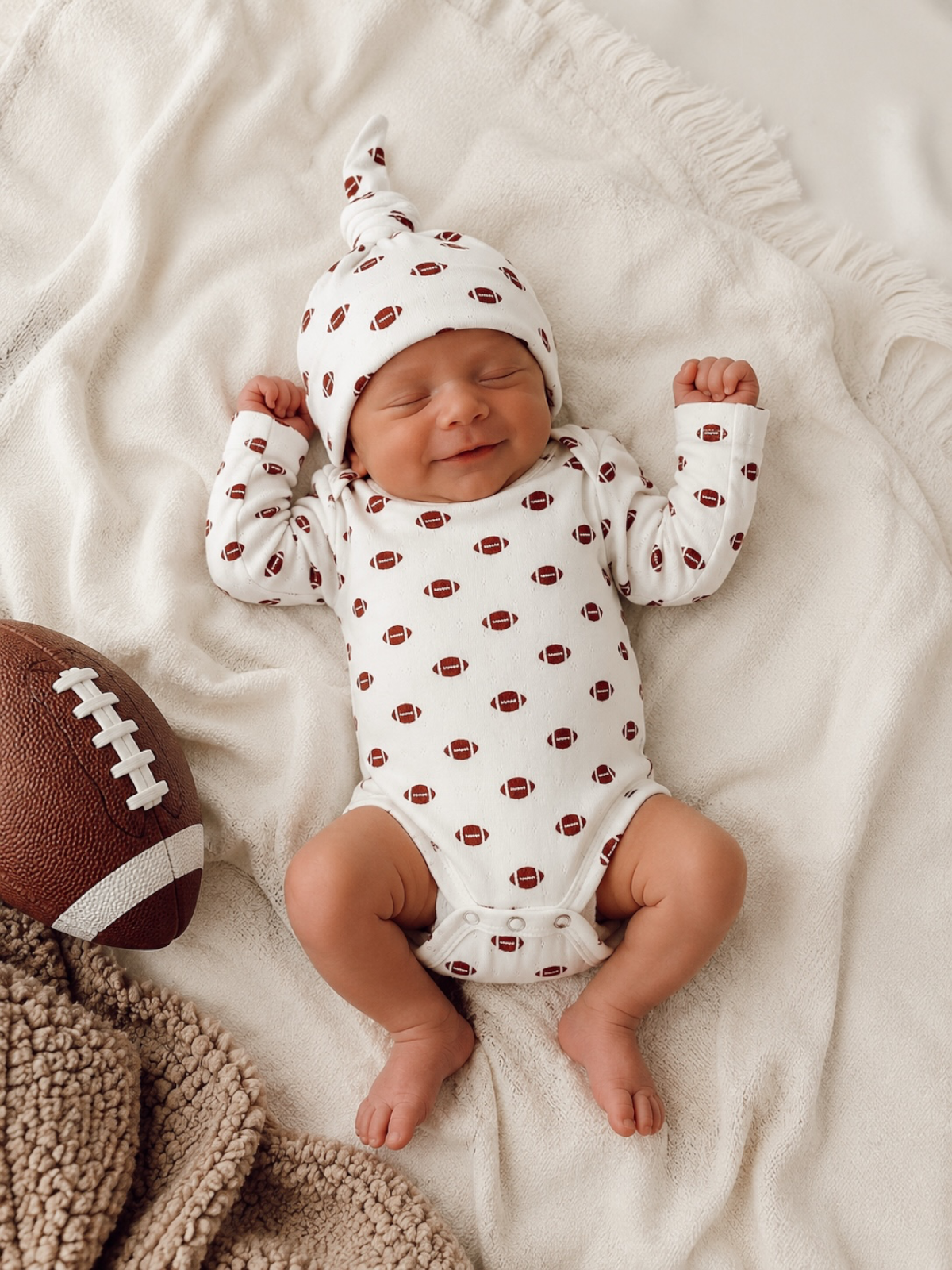 Football / Organic Pointelle Long Sleeve Bodysuit