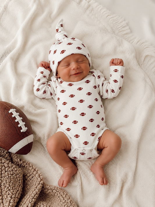 Football / Organic Pointelle Long Sleeve Bodysuit