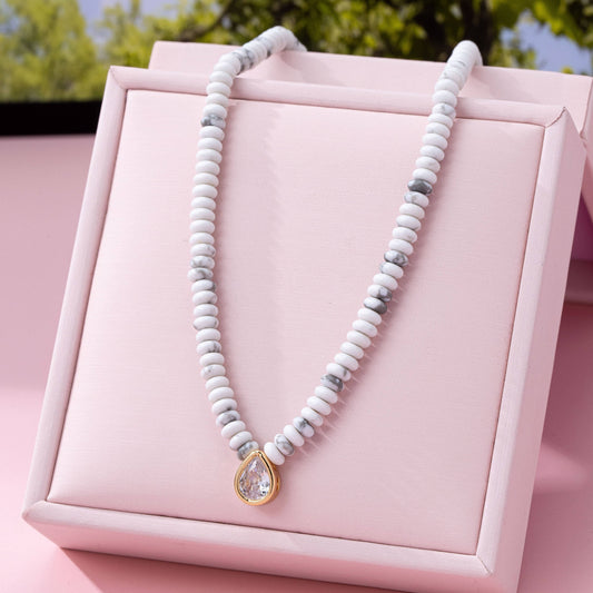 NATURAL SEMI PRECIOUS STONE BEADED CHARM NECKLACE