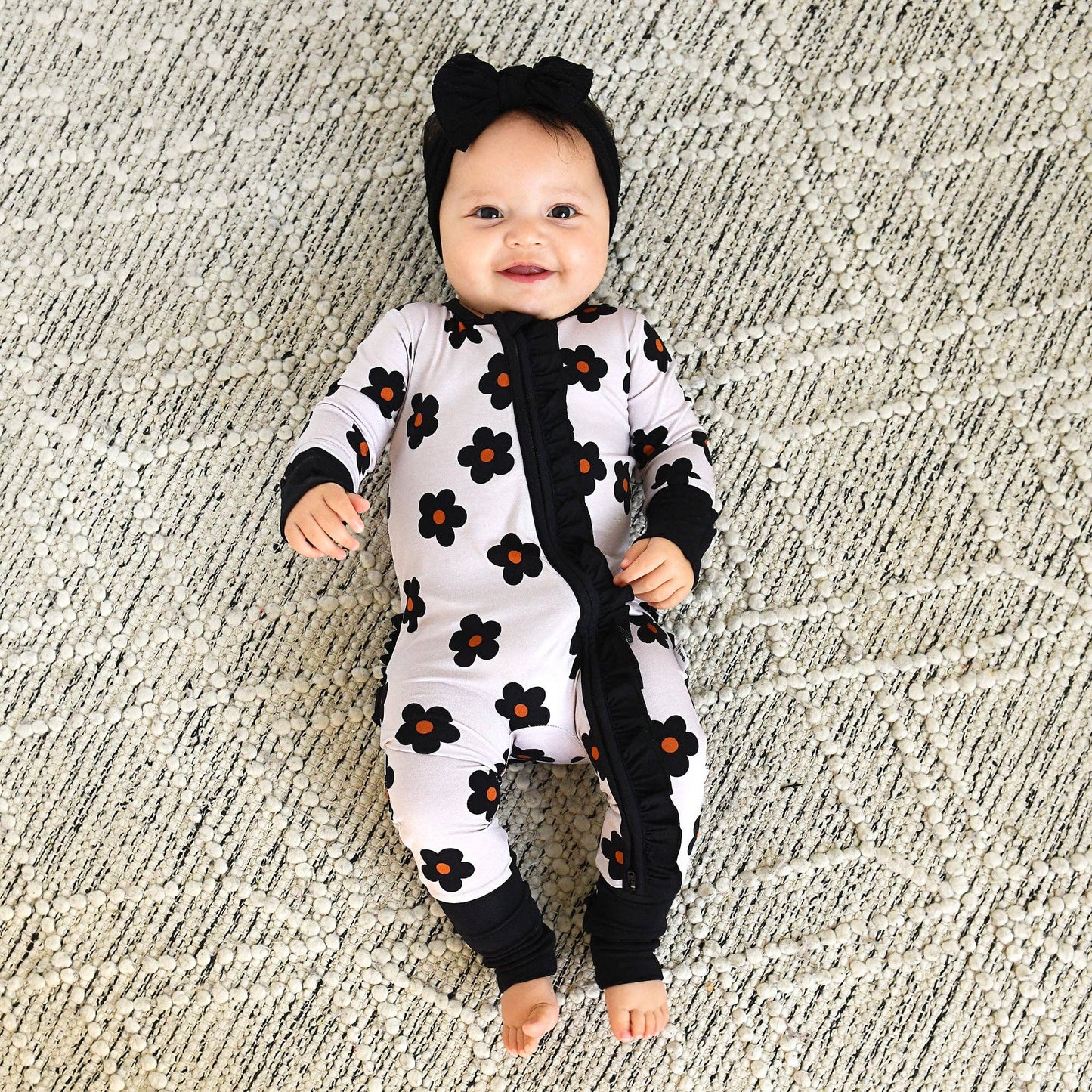 Lizzy RUFFLE ZIP Bamboo One Piece Floral Baby Outfit