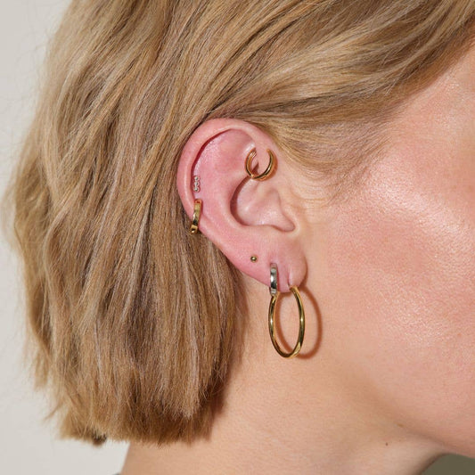 Gold Halo Basic Hoop Earrings - Nickel & Suede