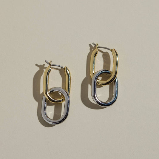 Mixed Metal Chain Link Hoops Nickel & Suede
