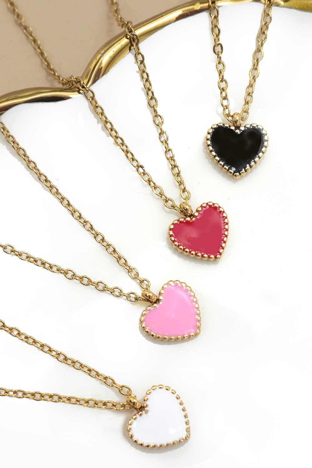 Stainless Steel Heart Necklace (Pink or Red)