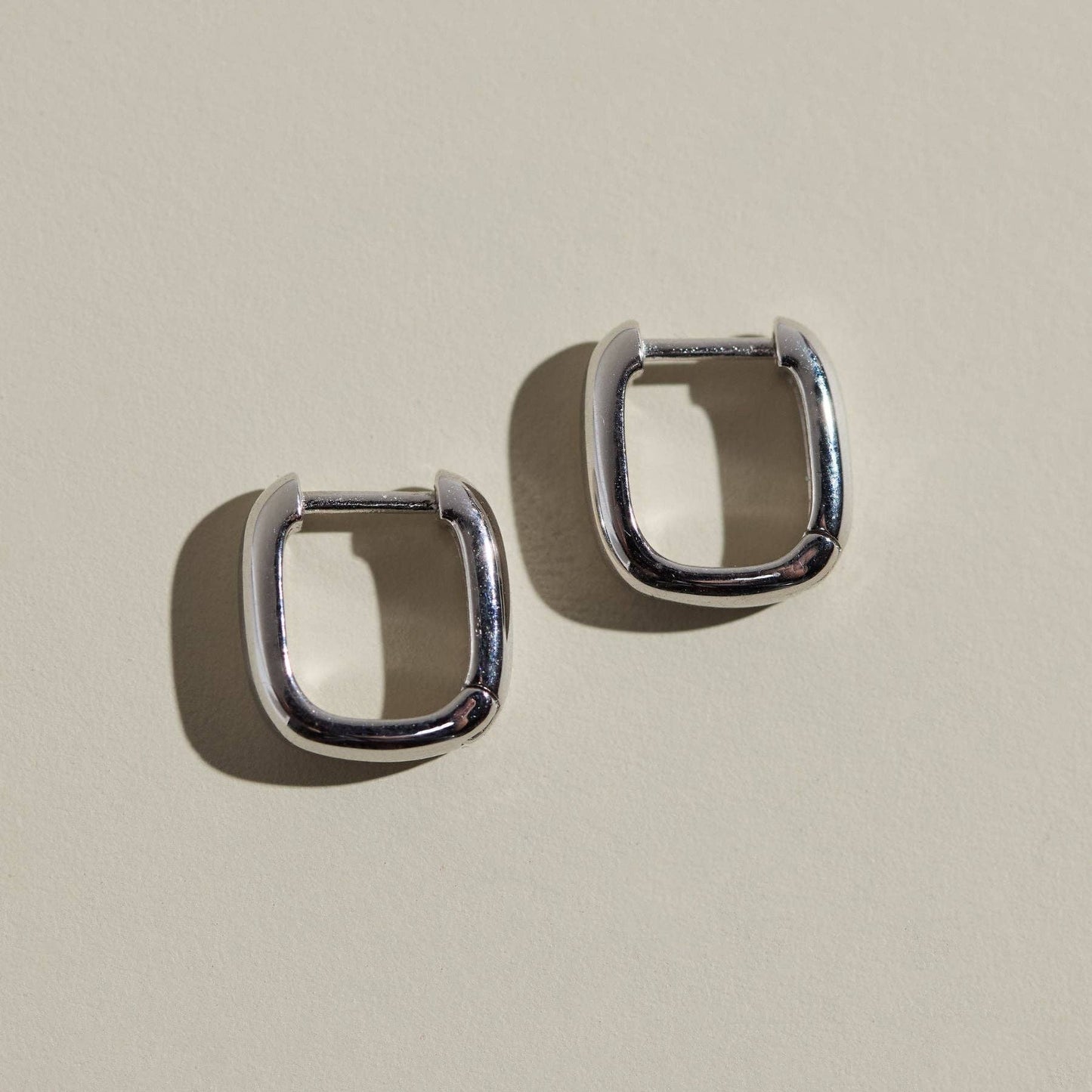 Silver Waterproof Square Huggie Earrings