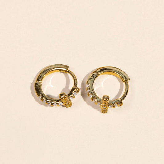 Gold Cross Huggies Nickel & Suede