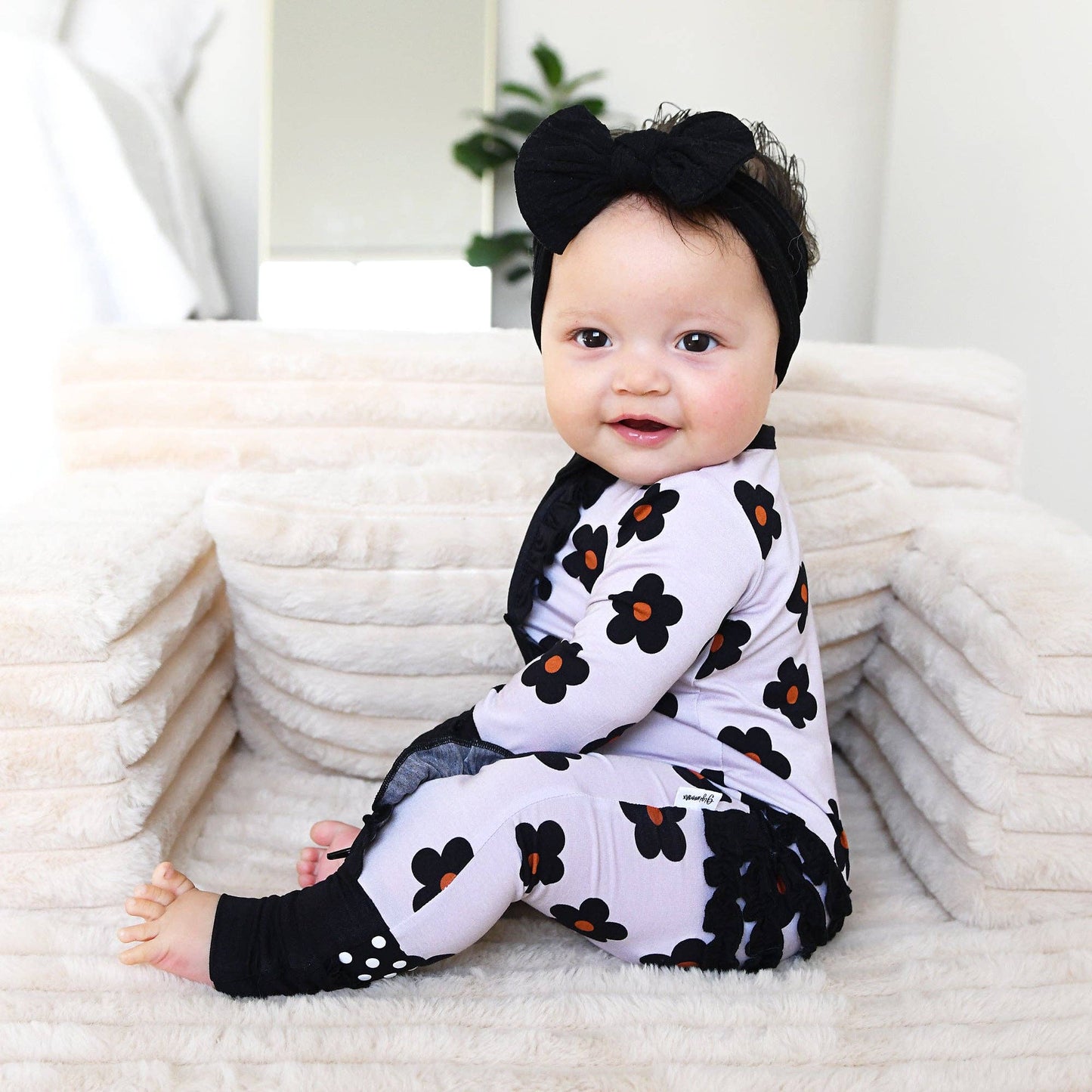 Lizzy RUFFLE ZIP Bamboo One Piece Floral Baby Outfit