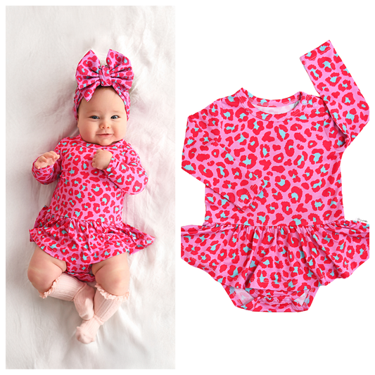 Zuri Leopard TUTU Valentines Day Bamboo Baby Clothing Dress