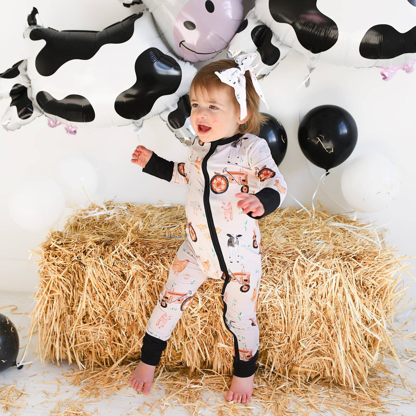 Millie Moo ZIP Bamboo Farm OnePiece 2-Way Zipper Baby Outfit
