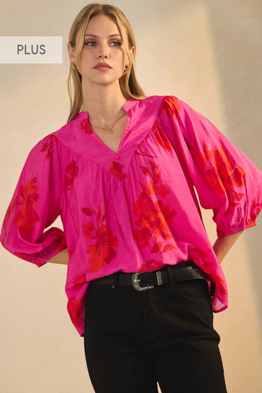 Plus Floral Printed Blouse