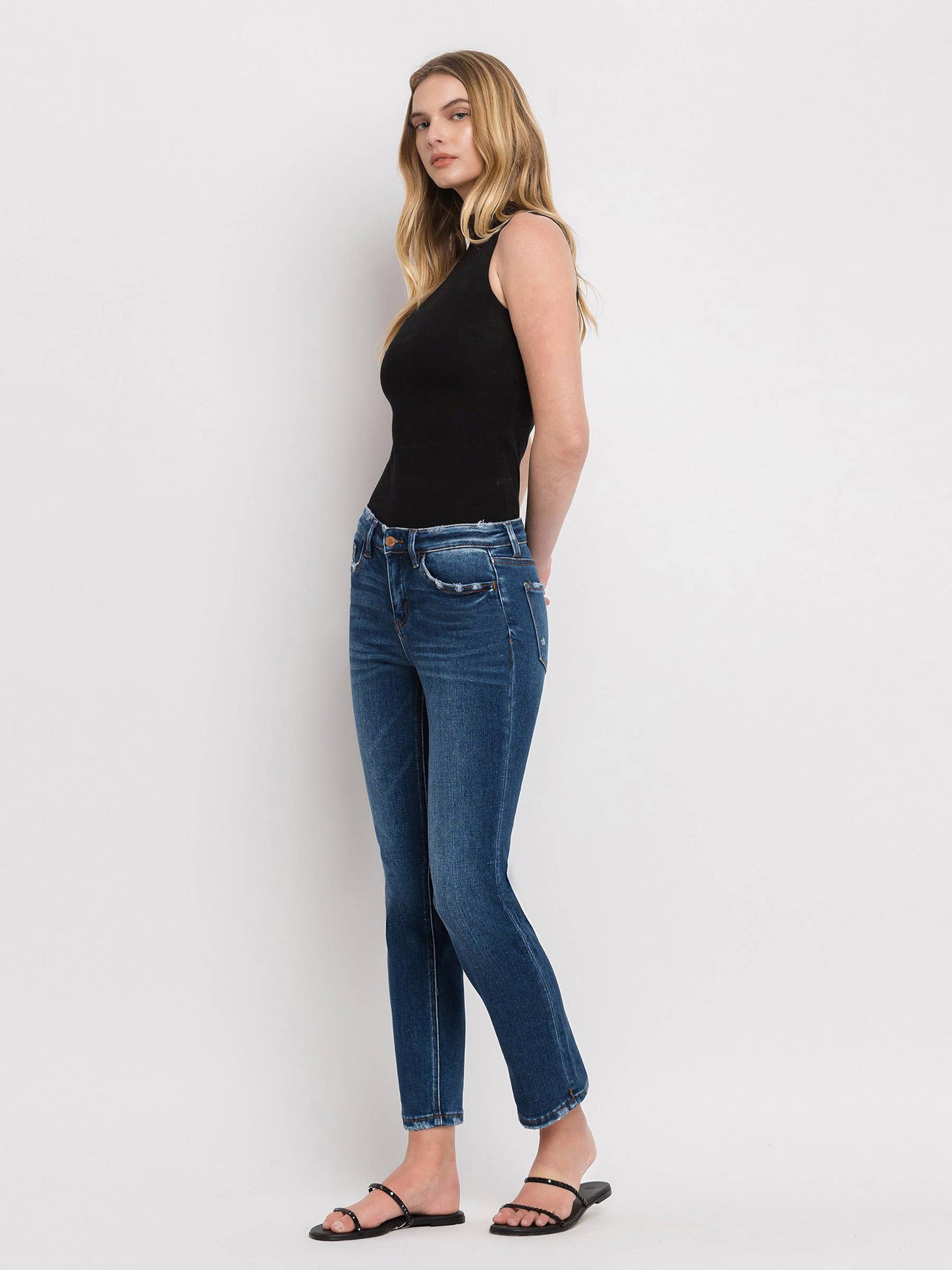 Flying Monkey Mid Rise Ankle Slim Straight Jeans