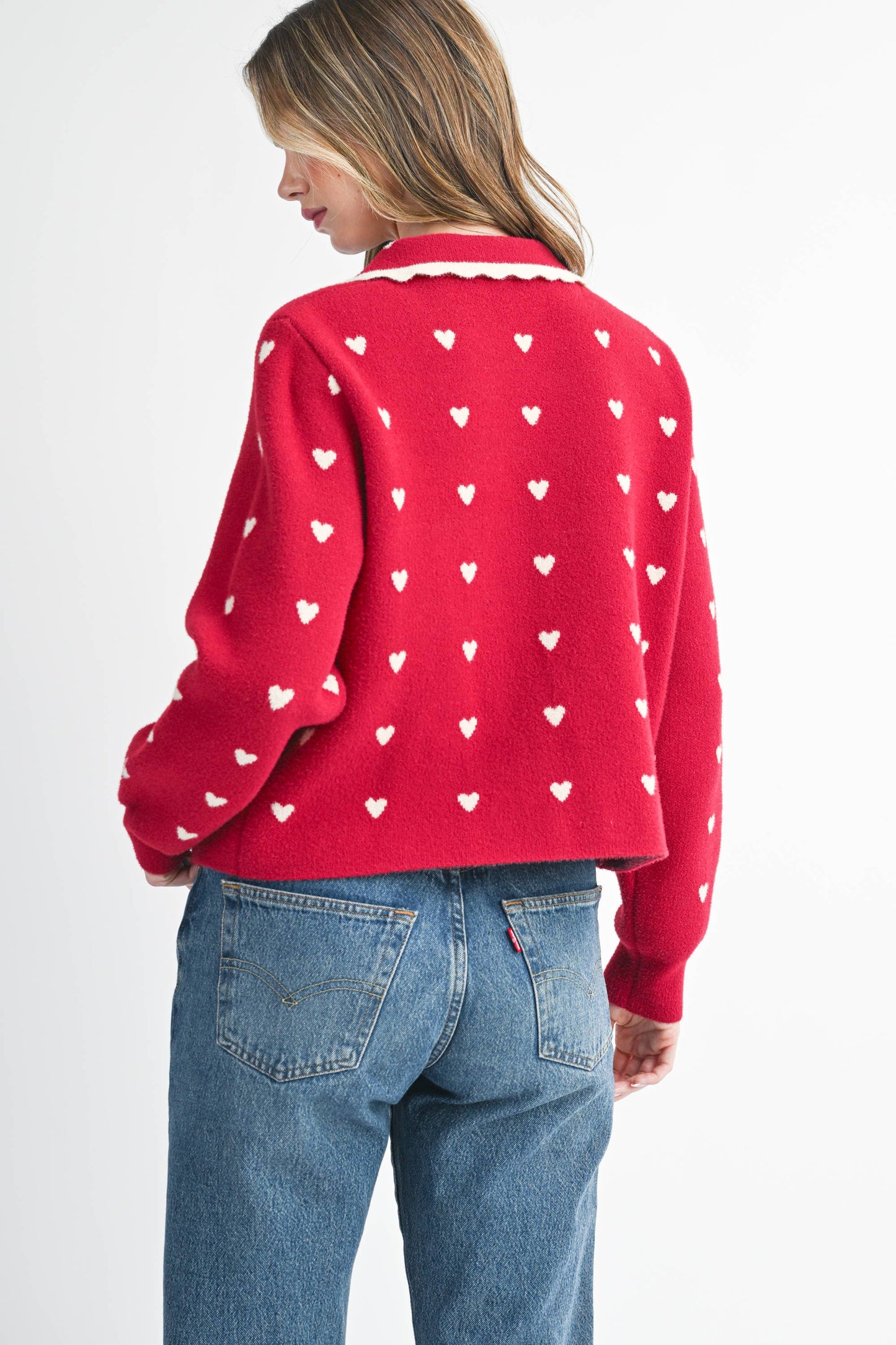 Heart Pointelle Peter Pan Cardigan