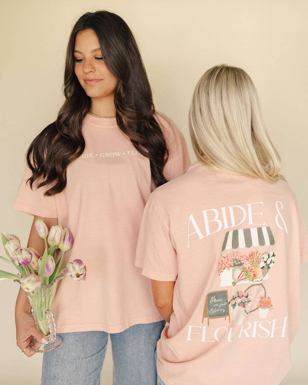 Abide and Flourish Floral Cart  Graphic Tee