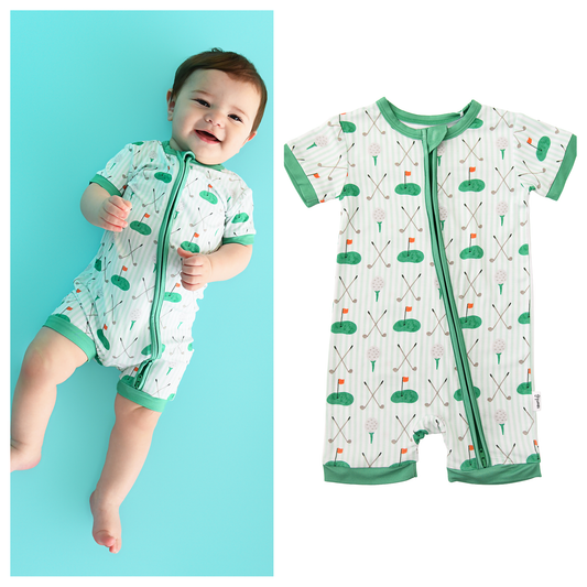 Scottie Golf SHORTY ZIP Bamboo One Piece Golf Baby Outfit