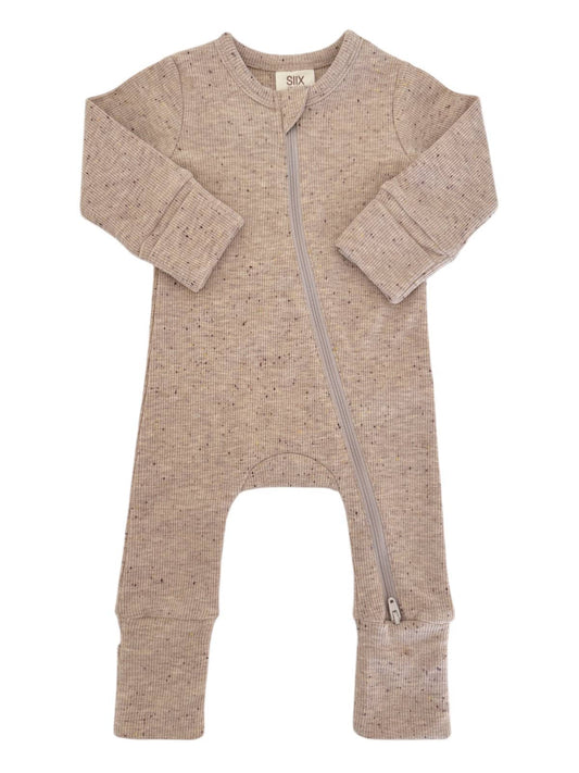 Baby Tan Speckle / 2-Way Zip Romper