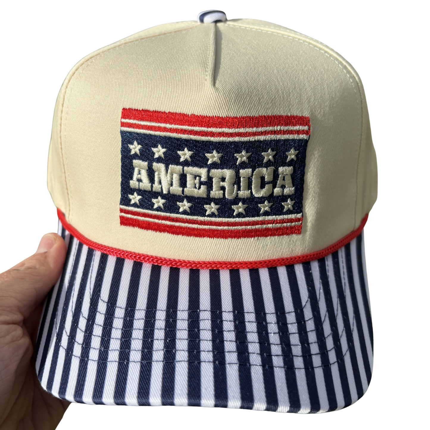 AMERICA STRIPED CANVAS CAP