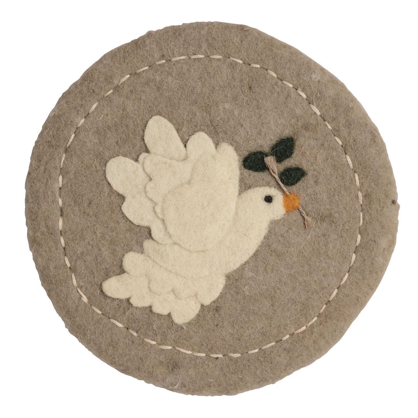 Turtle Dove White Christmas Felted Trivet