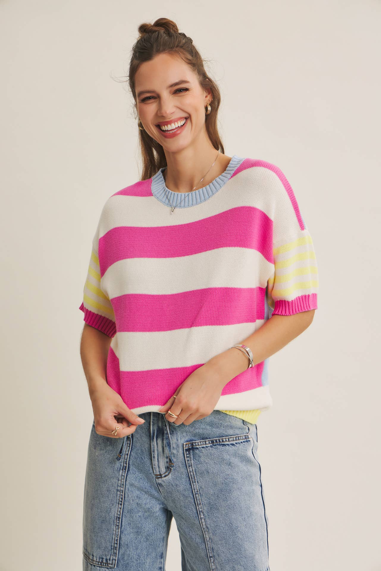Summer multi stripe sweater top