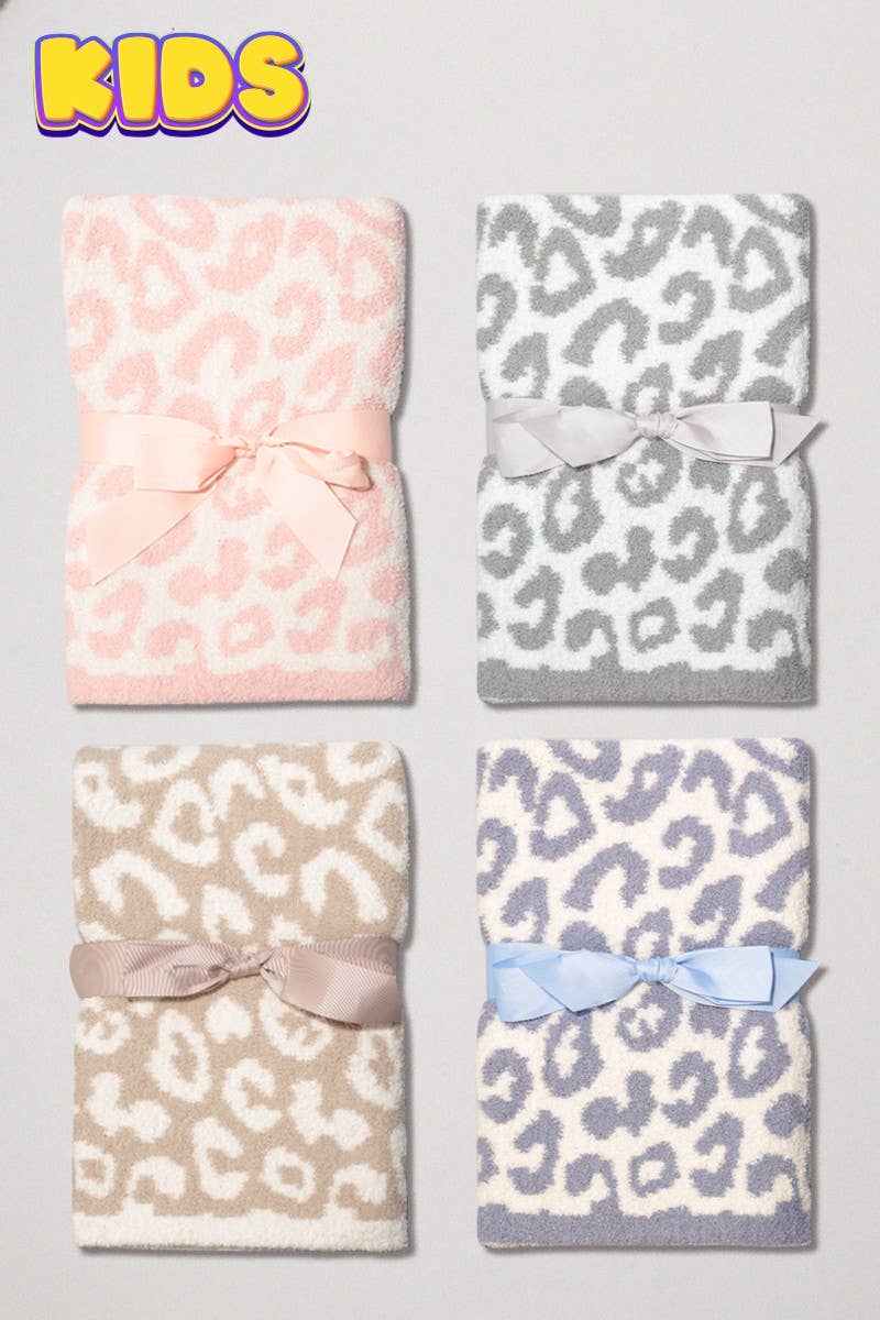 Pink Kids Leopard Print Luxury Soft Throw Blanket