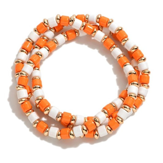 Orange and White Bracelet Set
