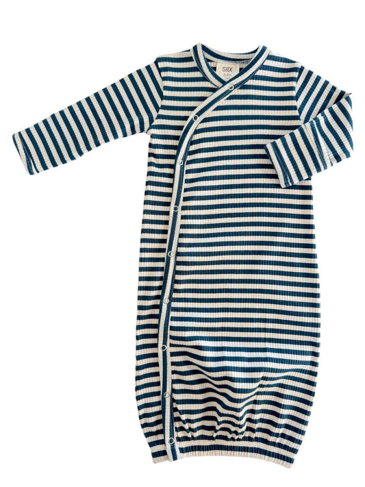 Steel Blue Stripe / Organic Ribbed Gown