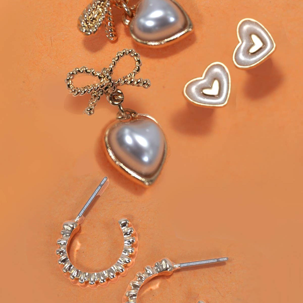 MULTI HEART EPOXY HUGGIE TITANIUM HOOP EARRINGS