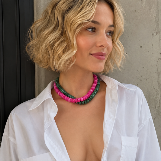 Modern Resin Beaded Statement Necklace
