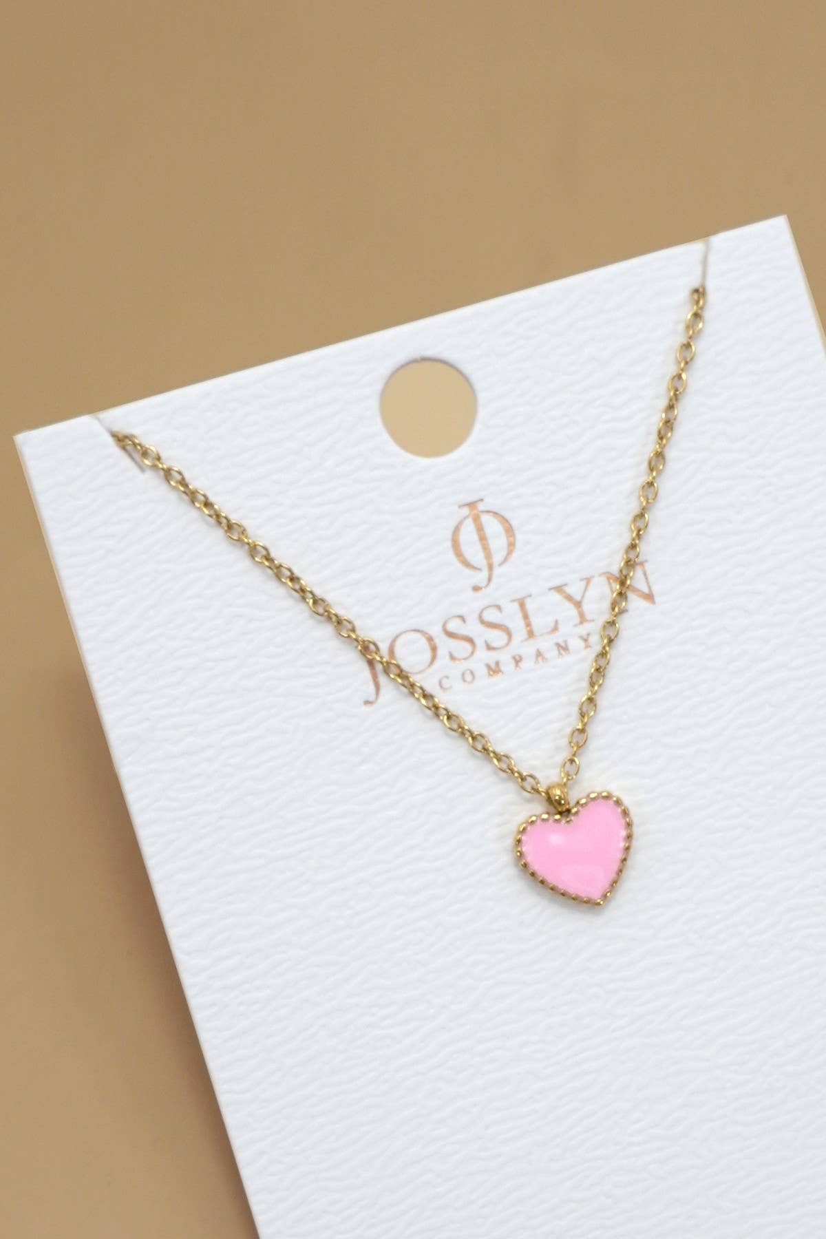 Stainless Steel Heart Necklace (Pink or Red)