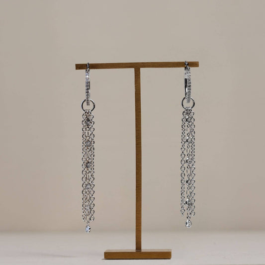 Silver Pavé Hoops Nickel & Suede