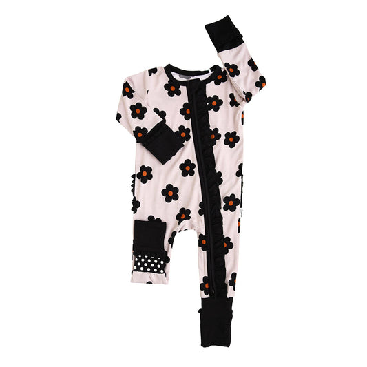 Lizzy RUFFLE ZIP Bamboo One Piece Floral Baby Outfit